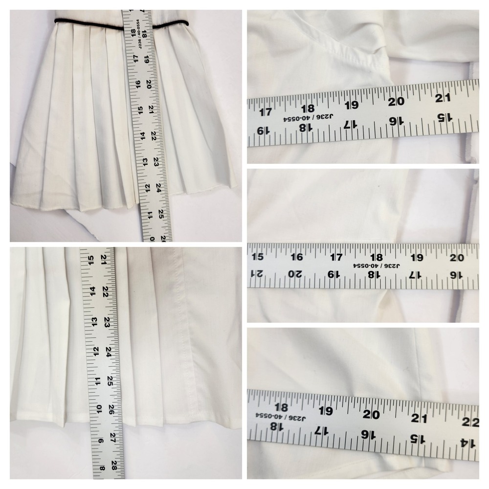 Dress Barn Womens Medium White Black Trim Pleated Bell Sleeve Button Down Shirt - Picture 6 of 10
